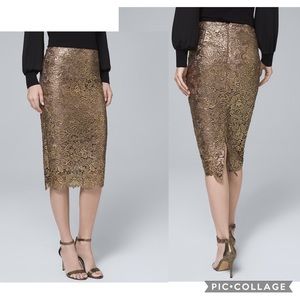 NEW| WHBM METALLIC-LACE PENCIL SKIRT